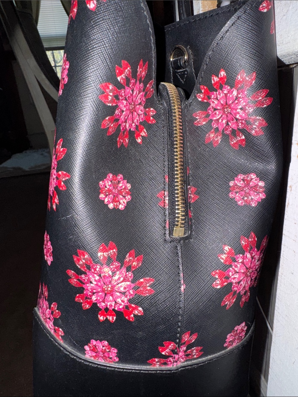 Michael Kors Black Tote with Pink Floral Pattern - Picture 4 of 8